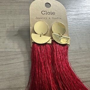 Half Moon Gold Plated with Tassel Earrings